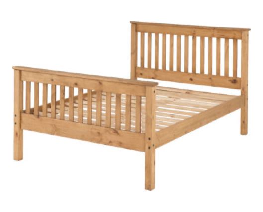 Monaco King Bed High Foot End - Distressed Waxed Pine