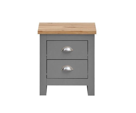 Lincoln 2 Drawer Bedside- Light Grey