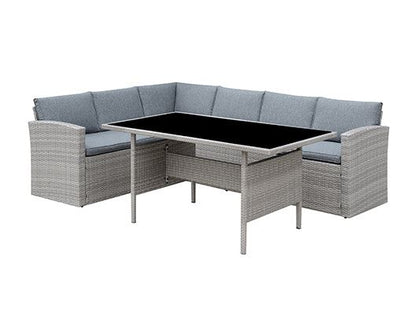 Louisa Grey Corner Dining Set w/ Grey Cushions