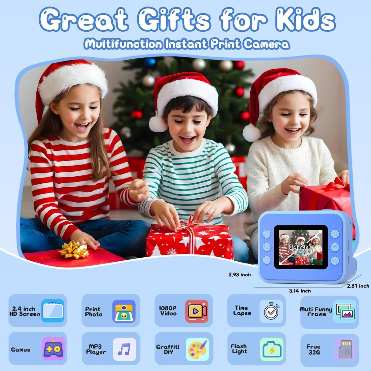 Kids Camera Instant Print - Blue