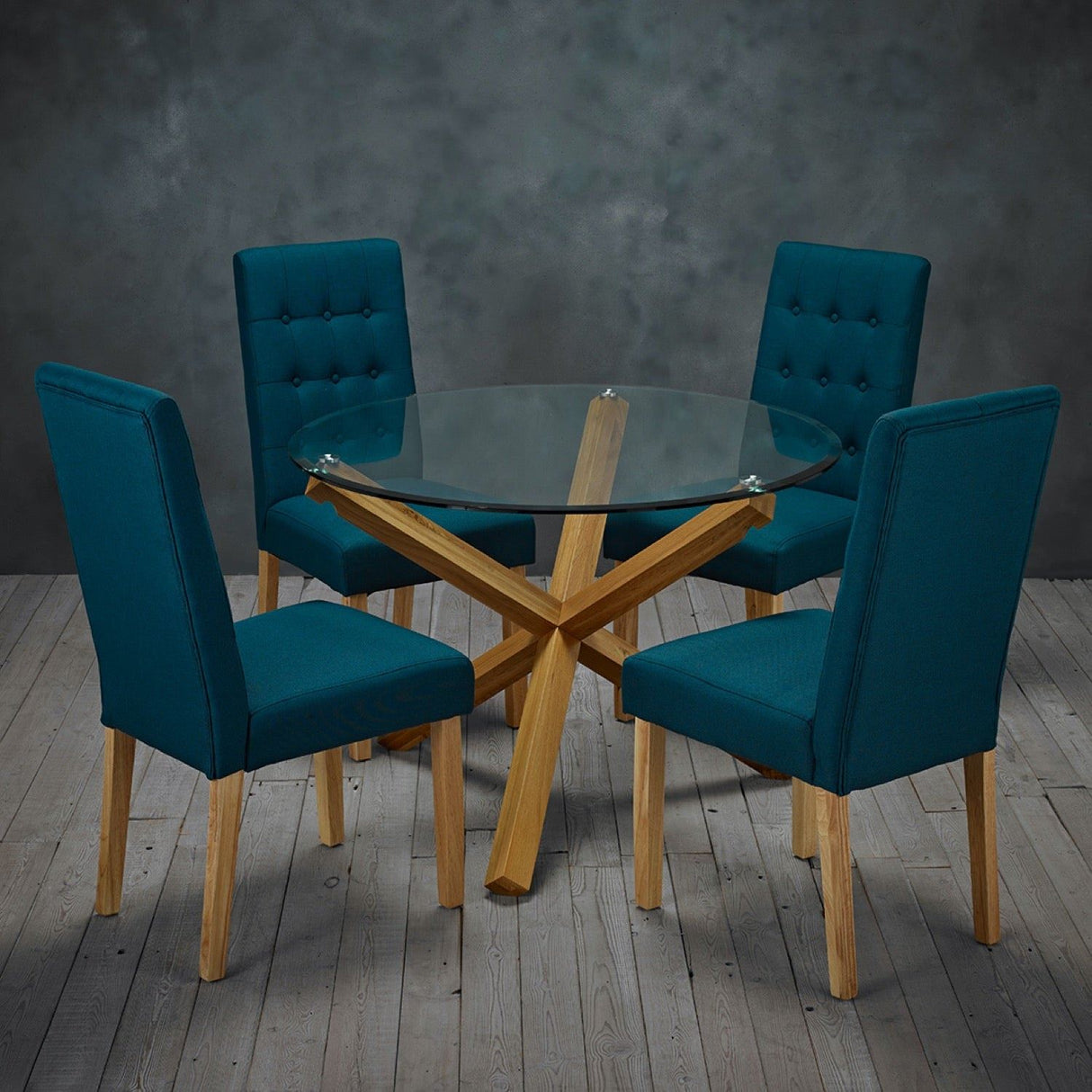 Otho Dining Table Oak With Glass Top