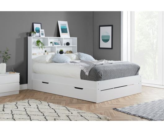 Alfie Storage and Shelving Double Bed - White