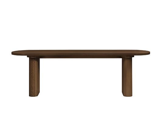 Axel Oval Fluted Dining Table with 2 Benches - Walnut