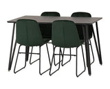 MARLOW & LUKAS DINING SET (X4 CHAIRS) - BLACK MARBLE/EMERALD GREEN VELVET