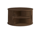Axel Round Fluted Coffee Table with Storage - Walnut