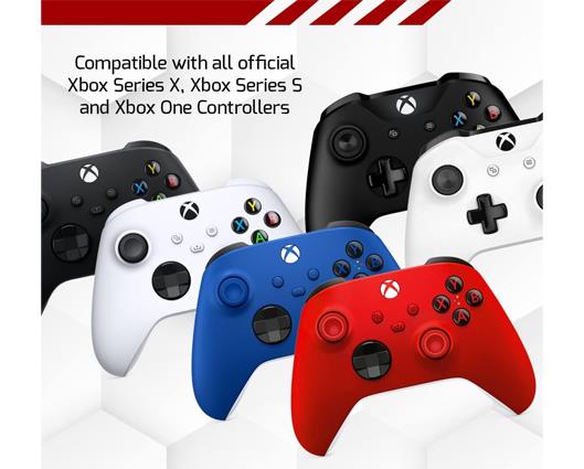 Xbox Wireless Controllers in Red & Blue with Twin Charging Dock with 2x Rechargeable Battery Packs