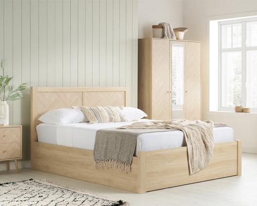 Herringford Ottoman Bed Oak - Double