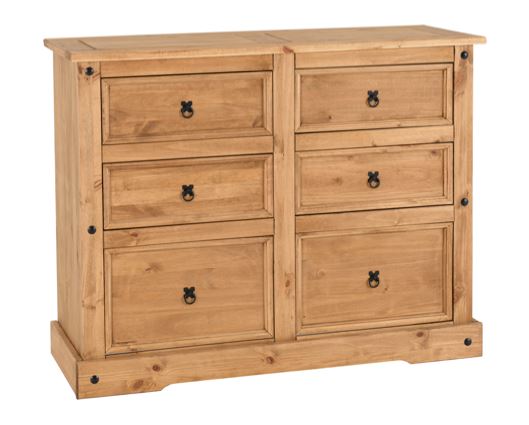 Corona 6 Drawer Chest - Distressed Waxed Pine
