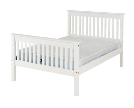 Monaco King Bed High Foot End - White