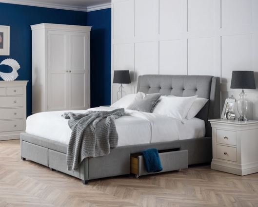 Frankie 4 Drawer Storage Fabric King Bed - Grey