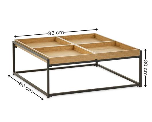 Ezra Square Tray Coffee Table Light Oak Effect