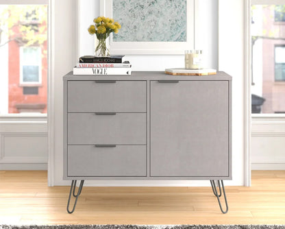 Austin Grey Small Sideboard With 1 Door, 3 Drawers