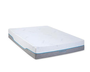 A white memory foam mattress with a gray and blue side base, branded with the word 'CAPSULE', shown on a plain white background.