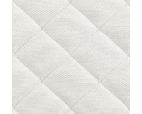 Close-up of a white mattress quilted fabric surface with stitched diamond panels.