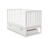 Simple Cot Bed, Under Drawer + Fibre Mattress - White