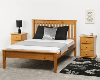 Monaco Double Bed Low Foot End - Antique Pine