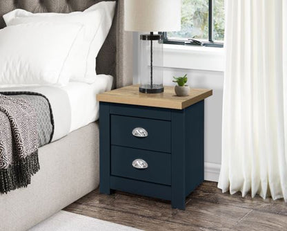 Harper 2 Drawer Bedside Table - Navy