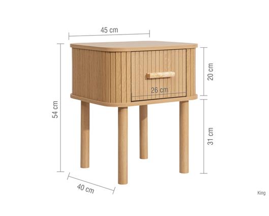 AXEL 1 DRAWER FLUTED BEDSIDE OAK