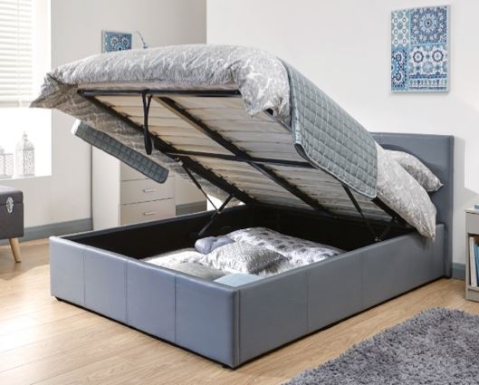 Double End Lift Ottoman Bed - Grey