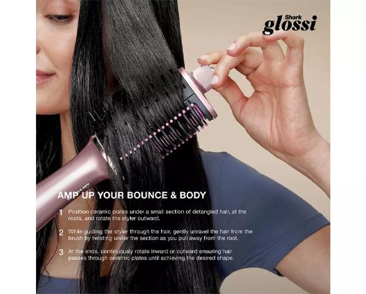 Shark Glossi 2-in-1 Hot Tool and Air Glosser | Hair Styling Brush | Anti-Frizz Hair Styler