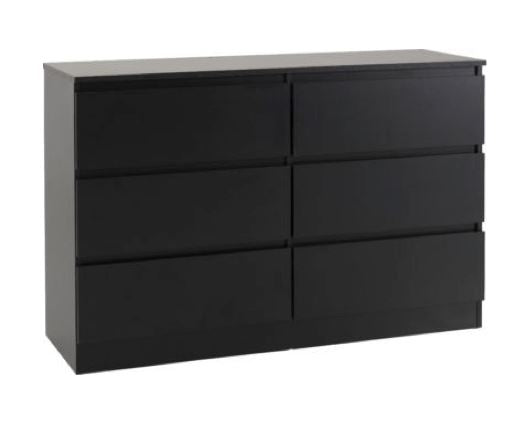 Marcus 6 Drawer Chest - Black
