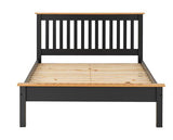 MONACO 4'6" LOW END BED - DARK GREY/OAK EFFECT