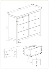 Nairn White 3+3 drawer wide chest of drawers