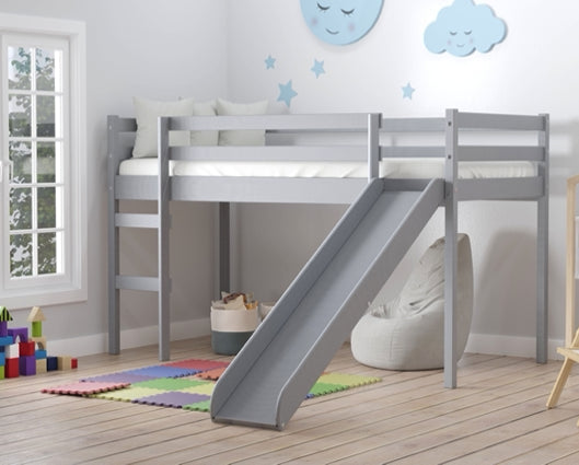 Frances Mid Sleeper With Slide - Grey