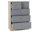 NEVADA 2 DOOR 1 DRAWER WARDROBE BEDROOM SET - GREY GLOSS/LIGHT OAK EFFECT VENEER