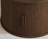 Axel Round Fluted Coffee Table with Storage - Walnut