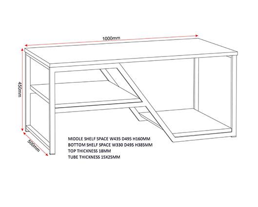 LEON 2 DRAWER COFFEE TABLE - MEDIUM OAK EFFECT