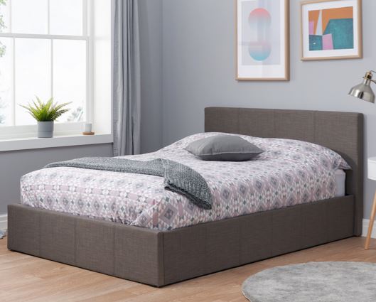Berlin Fabric Ottoman King Bed - Grey