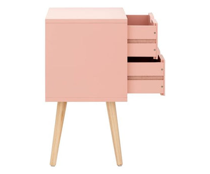 Nessi Single 2 Drawer Bedside- Coral Pink