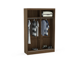 Lynx 2 Door Sliding Wardrobe With Mirror- Walnut & Black