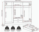 NEVADA 6 DOOR 2 DRAWER WARDROBE - 3D EFFECT GREY