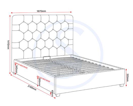 MADISON 5' OTTOMAN BED - FAWN VELVET FABRIC