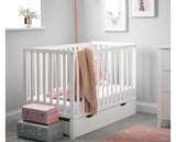 Simple Cot Bed, Under Drawer + Fibre Mattress - White