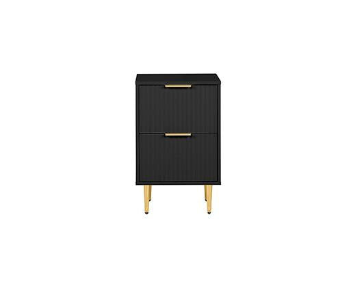 Zara 2 Drawer Fluted Bedside - Black