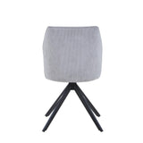 Aspen swivel dining chairs, light grey cord fabric with black metal legs (pair)