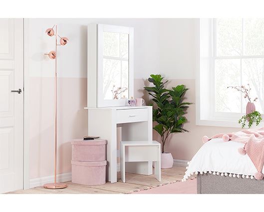 Emilia 1 Drawer Sliding Mirror Dressing Table - White