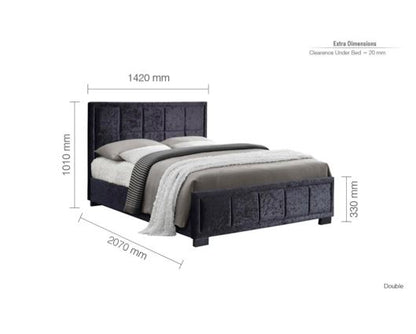 Hannover Double Bed - Black Crushed Velvet