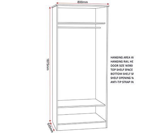 PORTLAND 2 DOOR WARDROBE - WHITE/OAK EFFECT