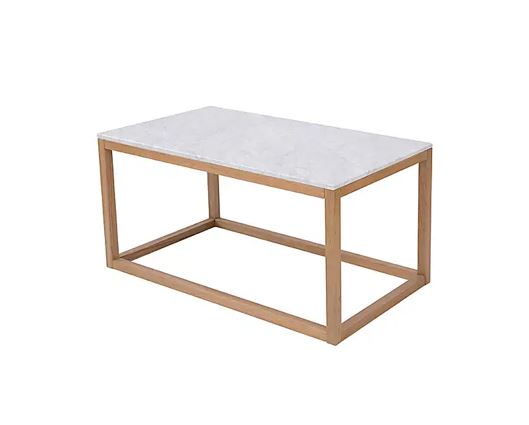 Hubie Coffee Table Oak-White Marble Top