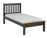 MONACO 3' LOW END BED - DARK GREY/OAK EFFECT