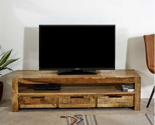 Sutton Solid Wood Large TV Cabinet With 3 Drawers