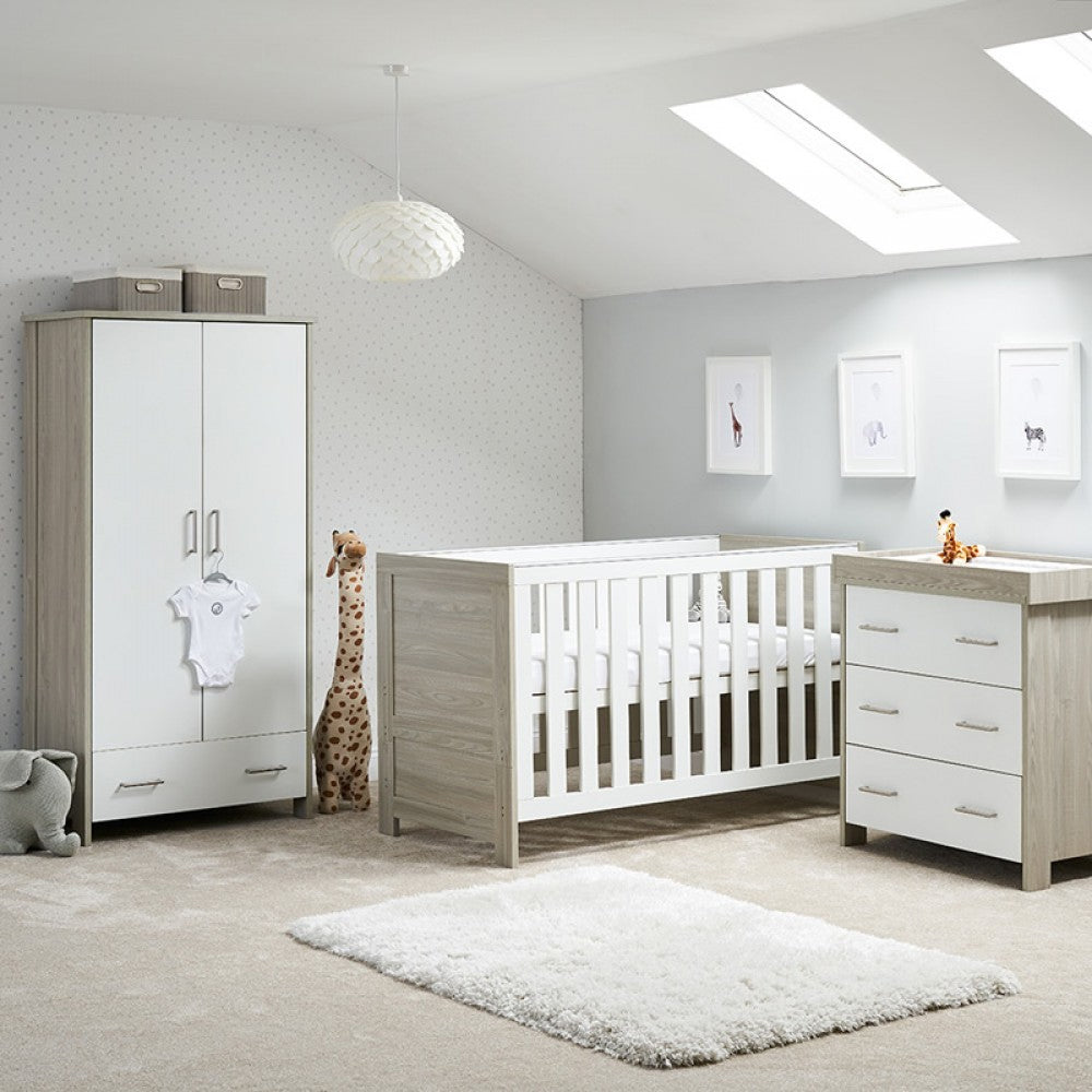 Nina 3 Piece Room Set & Underdrawer - Grey Wash & White