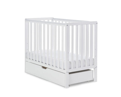 Space Saver Cot, Under Drawer, Cot Top Changer & Fibre Mattress - White