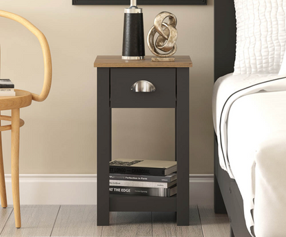 Della 1 Drawer Bedside Table- Fossil Grey