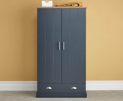 Kinsley 2 Door 1 Drawer Wardrobe- Slate Blue