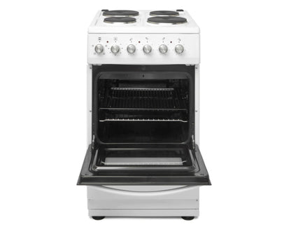 Haden HES050W 50cm Single Cavity Electric Cooker with Solid Plate Hob